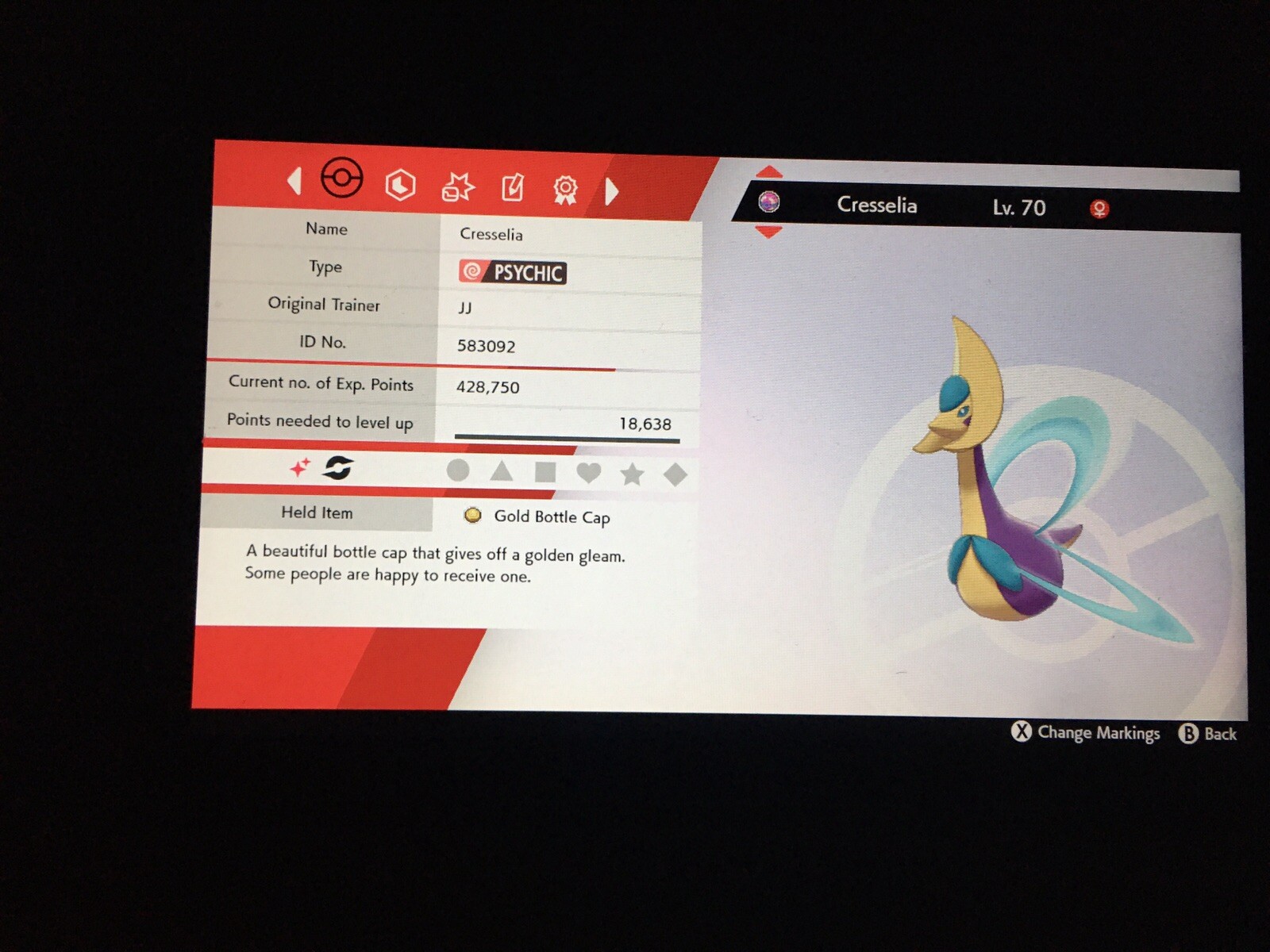 New 🔆SHINY🔆Cresselia W/ Gold Bottle Cap Pokemon Sword Shield Crown Tundra! eBay