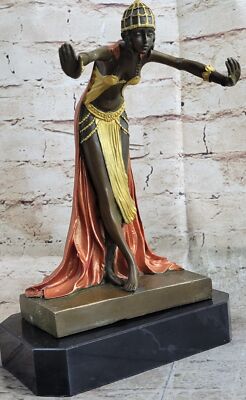 SIGNED CL.JR.COLINET, bronze art deco dancer sculpture Home Office Decor Artwork