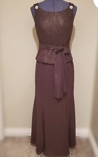 Davids Bridal Brown Floor Length Sleeveless Dress Gown Womens Size 4