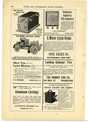 #ad 1904 Clark Steam Cars Ad: Edward S. Clark Freeport St. Boston Massachusetts $21.84