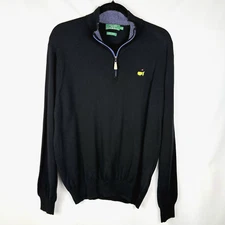 Peter Millar Augusta Masters Sweater Mens M Blue 1/4 Zip LS Cotton Cashmere