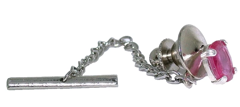 1.33 Carat Oval Natural Red Pink Ruby Gemstone Sterling Tie Tack ESTT377/51825 - Image 2 of 2