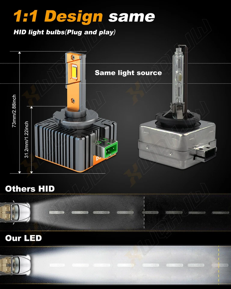 D3S D3R Xenon White LED Headlight Bulbs 14000LM 35W HID Upgraded Kit Combo - Image 4 of 4