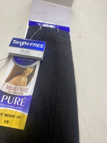 Extensión de tejido de cabello humano puro de la Vía Láctea Yaky_24"_#1B - Imagen 3 de 6