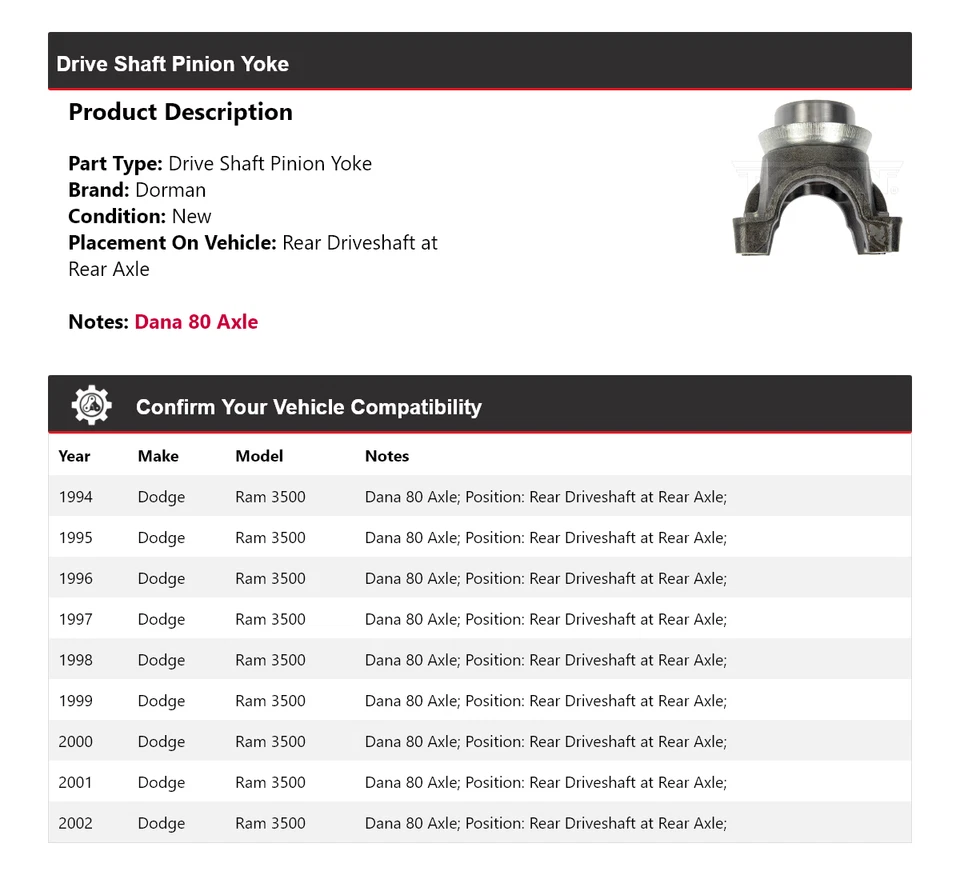 Шестерня привода Dorman для Dodge Ram 3500 1994-2002 годов выпуска 1995 1996 1997 1998 годов выпуска - Изображение 2 из 4