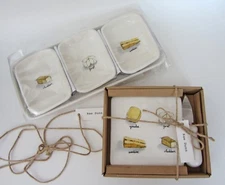 Rae Dunn by Magenta Cheese Cutting Board + Tray Platter + 3 Appetizer Plates NEW