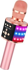 Bluetooth Wireless Karaoke Microphone with LED Lights,4-In-1 Portable Handheld M