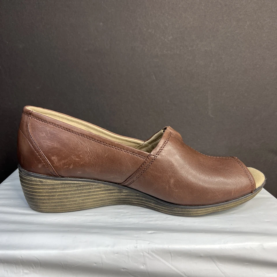 Women Size 9B Eastland Baylee Memory Foam Open Toe Wedge Heel Rose Brown LN! - Image 4 of 4