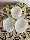 Vintage Clam Shell White Milk Glass Scalloped Seashell  Dishes (3)