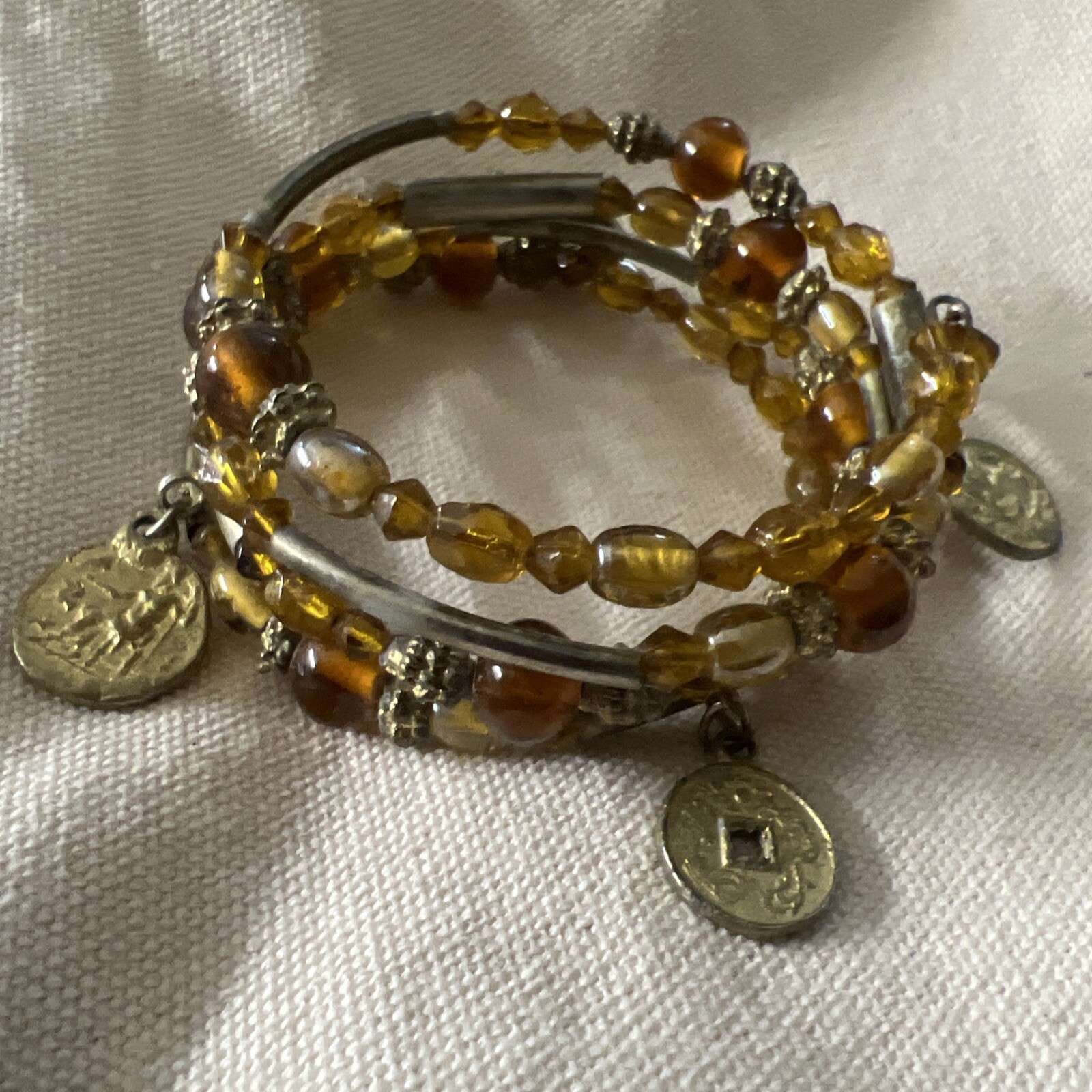 Layered Beaded Bangle Wrap Memory Wire Bracelet S… - image 6