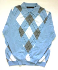 New Perry Ellis Men's Long Polo Shirt Sz L Blue