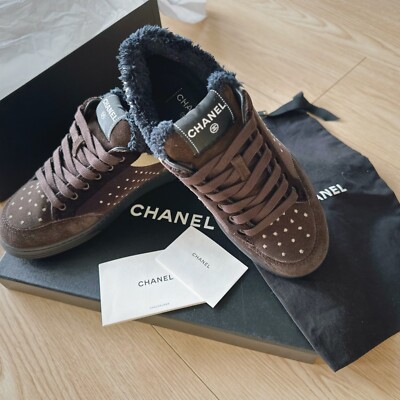 NEW Chanel Teddy Lambs Fur Big CC Letter Logo Brown Black