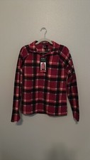 Eddie Bauer Pullover Fleece Womens Medium Plaid Lightweight NEW