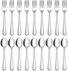 24-piece Forks and Spoons Silverware Flatware Set Food Grade Stainless Steel