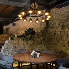 12 Light Pendant Lamp Hemp Rope Chandelier Ceiling Fixture for Cafe Bar Loft