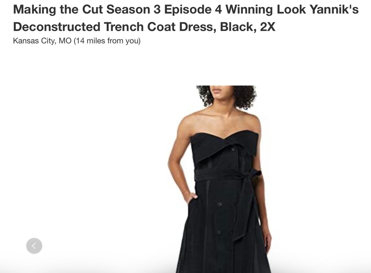 making the cut coat dress Making the Cut Season 3 Episode 4 Winning Look Yannik's Deconstructed Trench Coat Dress, Black, XXL
