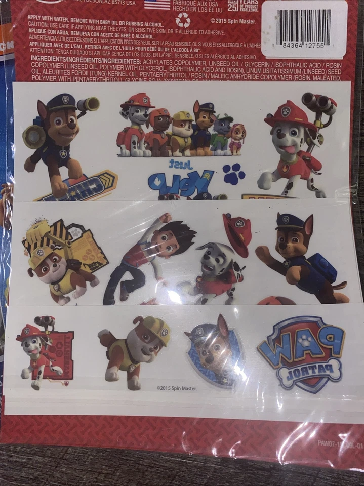 Nickelodeon paw patrol 25 tatuagem festa de aniversário favor 5 peças conjunto de Natal - Imagem 3 de 3