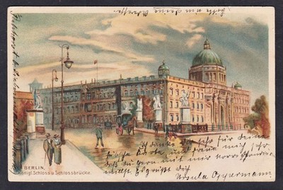 Berlin Schlossbrücke u. Schloss Ansichtskarte AK postcard Postkarte Lithographie