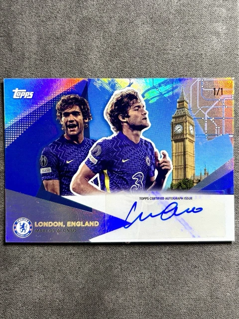 Marcos Alonso Auto 1/1 Chelsea Spain Barcelona Topps Chelsea Team Set 21-22 1/1