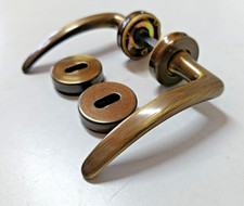 MANIGLIA COPPIA DI MANIGLIE GHIDINI OTTONE BRONZO CON ROSETTA BOCCHETTA Ø MM. 45