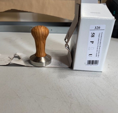 Metallurgica Motta 58 mm Olive Wood Tamper With Flat Stainless Steel Base