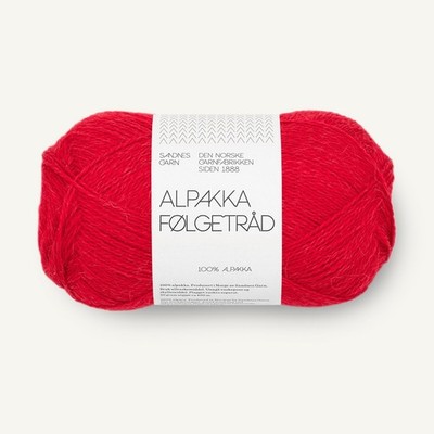 ALPAKKA FØLGETRÅD von SANDNES GARN - TRUE RED (4219) - 50 g / ca. 400 m Wolle
