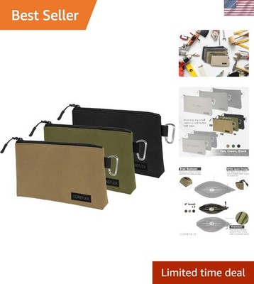 3-Pack  Canvas Tool Pouch with YKK Zipper - Versatile and Durable Storage