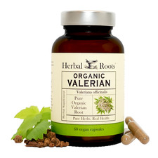 Herbal Roots Pure Organic Valerian Root Capsules - 500 mg, 60 Count Vegan Caps