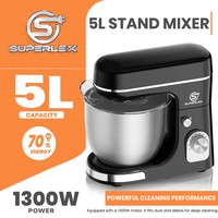 SUPERLEX 1300W Electric Food Mixer Stand Stainless Mixing Bowl Dough Hook 8Speed