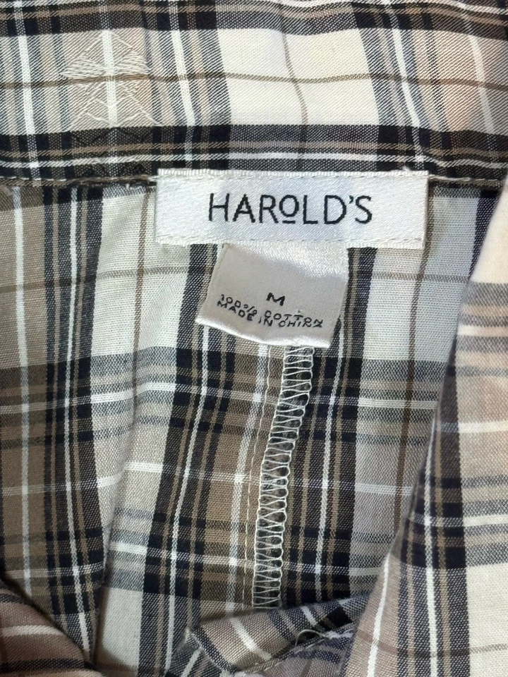 Blusa Harolds Vintage Para Mujer con Botones Talla Mediana Verde Gris Volantes a Cuadros Foto 4 de 4