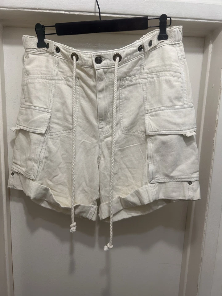 Pantalones Cortos Free People Frankie Lavados Mañana Avena Mujeres L Carga Informal Boho Utilitario Foto 4 de 4
