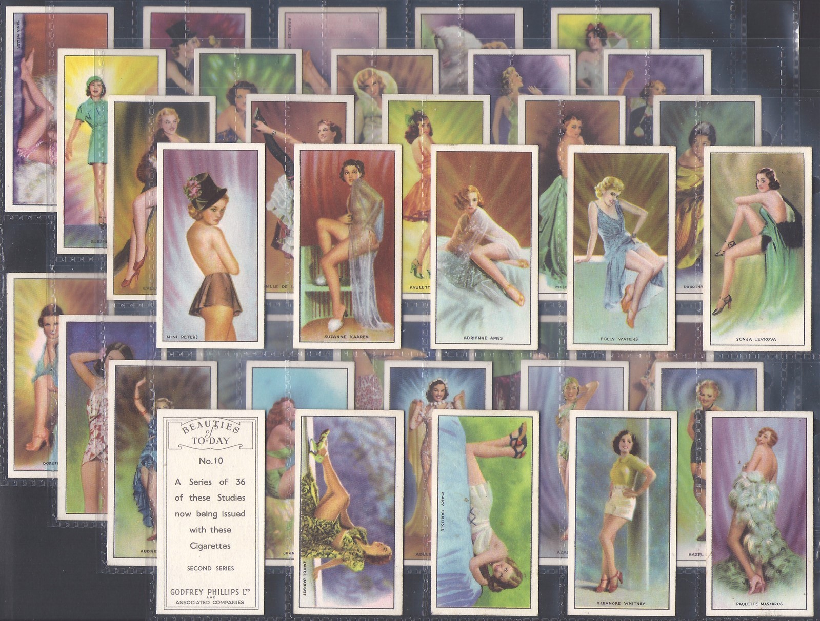 PHILLIPS-FULL SET- BEAUTIES OF TODAY 1940 (2ND SERIES 36 CARDS) EXCELLENT