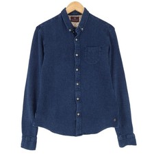 Scotch Soda Vintage Men s Button-Up Shirt Blue Relaxed Fit BH6 Size M