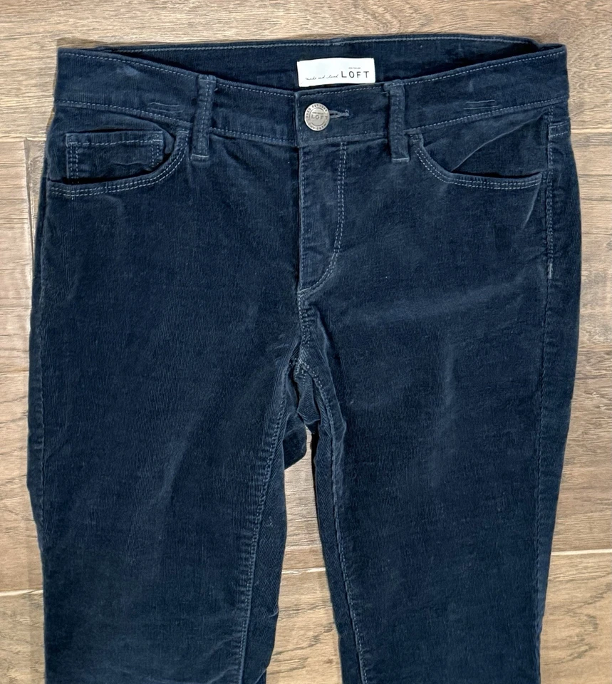 Женские современные узкие брюки размер 26/2 Ann Taylor Loft зеленый вельвет - Изображение 3 из 4