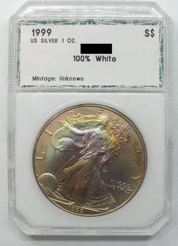 1999 American Eagle 1 oz Silver Dollar - Toning Toned - Bullion Coin - Q587