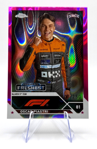 2023 Topps Chrome Formula 1 F1 Oscar Piastri #195 Fuchsia Lava /250 - Bild 1 von 2