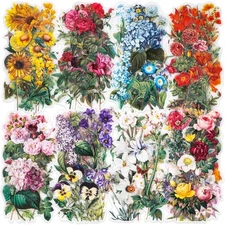 100 Pieces Vintage Flower Stickers Set  Big 3.4 Waterproof Clear Botanical Flor