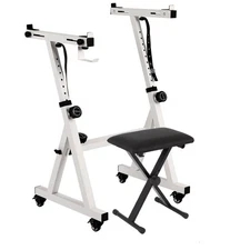 Z-Style Piano Keyboard Stand and Bench Set with Wheels for 61/76/88 Keys, White