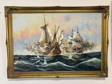 James Harvey vintage naval battle Two Galleons Fighting Broadside