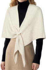 Shawl Wrap Women Pashmina Triangle Cape Knit Sweater Scarf for Fall Beige