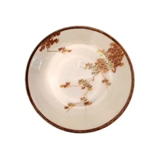 Vintage Miyama Japanese Porcelain Gold Red Maple Leaves Deep Plate Salad Dish