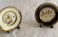 Japanese “Art of Chokin" 24k Gold Edge 2 4" plates +Stands Made Japan Ships Free