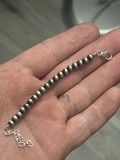 STERLING SILVER NATIVE AMERICAN SW 5MM NAVAJO PEARL 4”-6” CHAIN EXTENDER .925