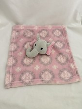 HB Hudson Baby Pink Elephant Lovey Security Blanket Gray Plush Soft Fleece Toy
