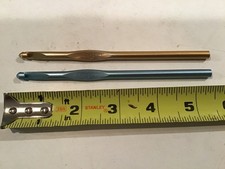 VTG Lot of 2 Crochet Hooks Silvalume Aluminum U.S.A Unbranded Size 10 or J