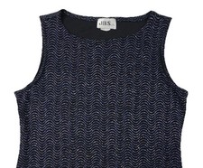 Vintage Y2K JBS Black Shimmer Rhinestone Wave Tank Top Womens PL Made In USA EUC