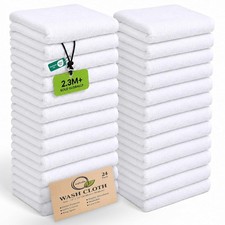 100 Cotton Washcloths 24 Pack 12x12 Inches Soft, Highly Absorbent Washcloth,