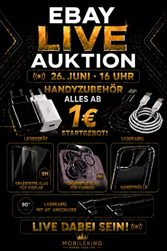 Alles ab 1€ live Auktionen: iPhone,  Samsung, Huawei, Xiaomi Handyzubehör
