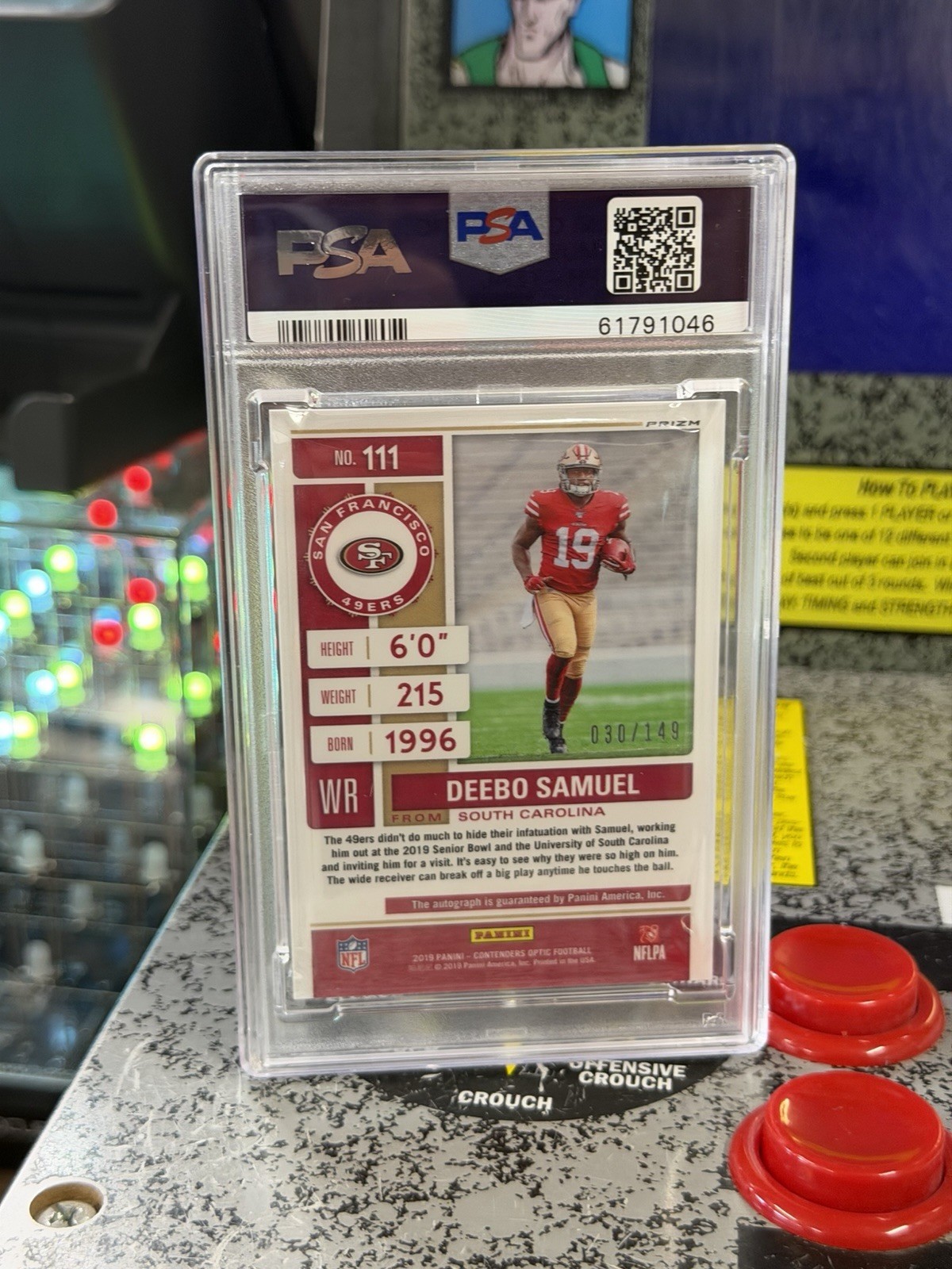2019 Panini Contenders Optic Deebo Samuel Rookie Ticket Auto Red /149 PSA 9 RC view 7