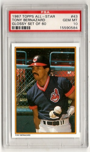 PSA 10 Tony Bernazard 1987 Topps All-Star Glossy #43, Pop 1, Cleveland Indians